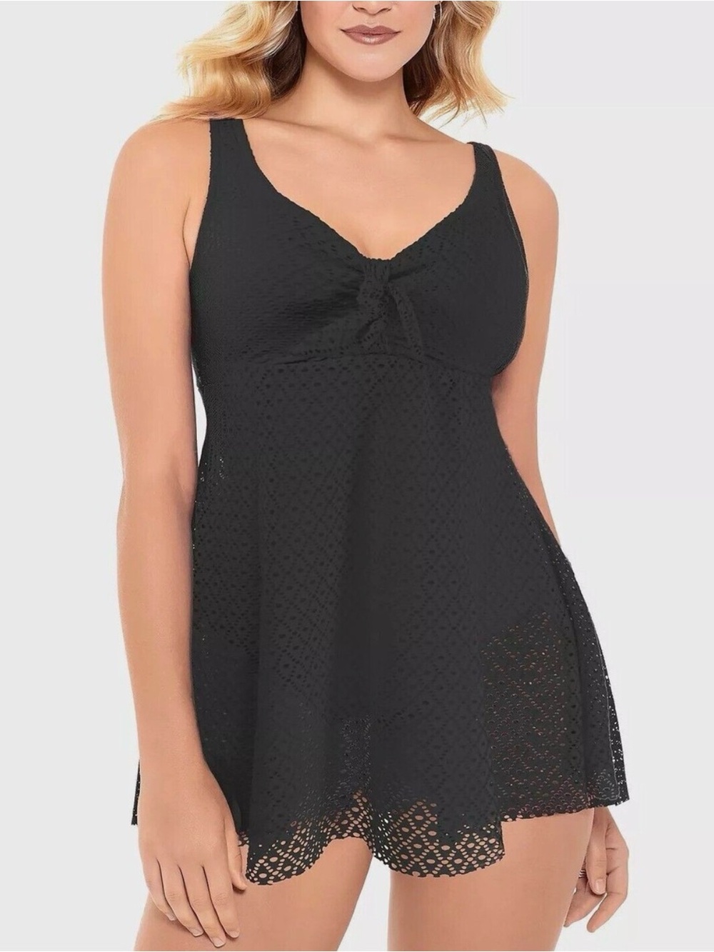 Macy’s Swim Solutions Black Lace Swimdress